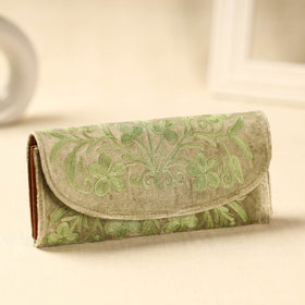  Beige Kashmiri Crewel Hand Embroidery Velvet Clutch