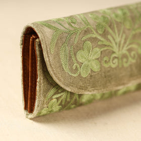  Beige Kashmiri Crewel Hand Embroidery Velvet Clutch