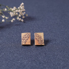  Kerala Hand Painted Bamboo Stud Earrings 