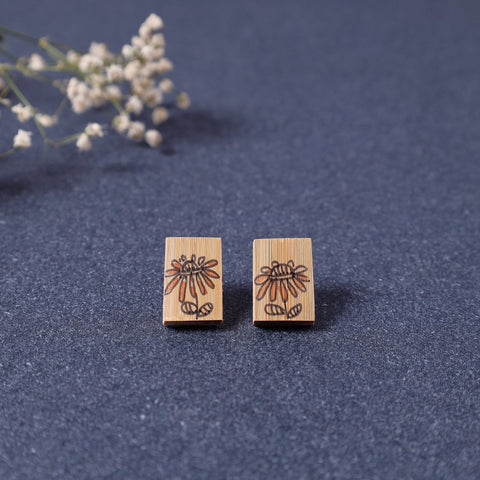  Kerala Hand Painted Bamboo Stud Earrings 