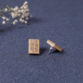  Kerala Hand Painted Bamboo Stud Earrings 