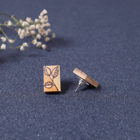 Kerala Hand Painted Bamboo Stud Earrings 