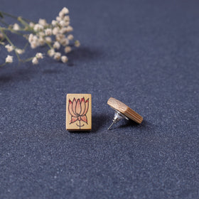  Kerala Hand Painted Bamboo Stud Earrings 