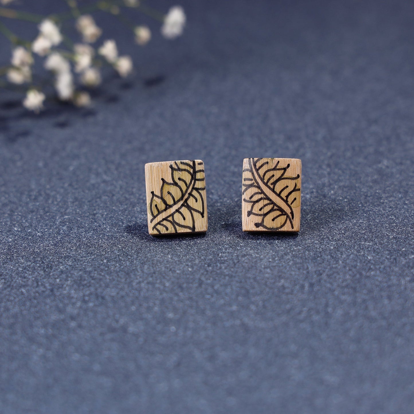  Kerala Mural Handpainted Bamboo Stud Earrings Online at iTokri.com