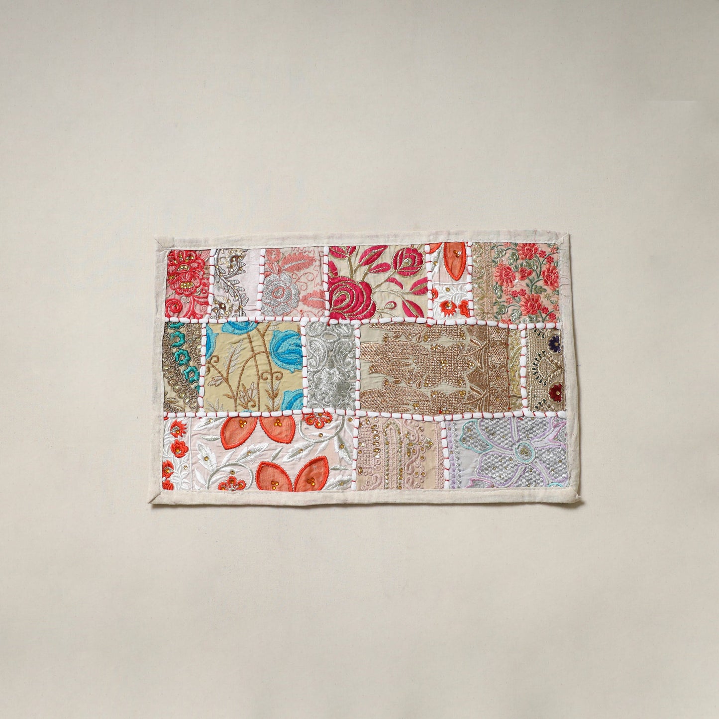 Khambadiya patchwork table mat (12 x 18 in) 14 - handcrafted