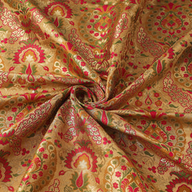 Beige Art Silk Gold Zari Kimkhab Banarasi Brocade Fabric