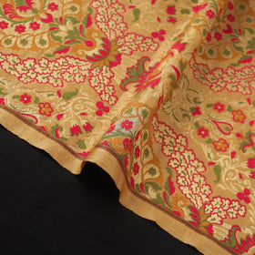 Beige Art Silk Gold Zari Kimkhab Banarasi Brocade Fabric