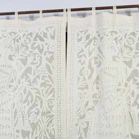 King Cutwork Cotton Barmer Applique Window Curtain