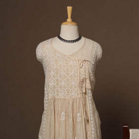 Kota doria chanderi semi stitched chikankari hand