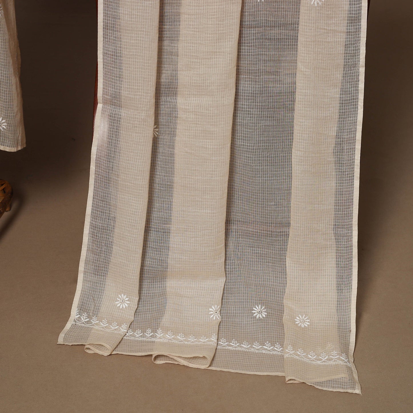Kota doria chanderi semi stitched chikankari hand