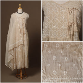 Kota doria chanderi semi stitched chikankari hand