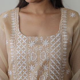 Beige Kota Doria Embroidered Suit Set – Buy Online