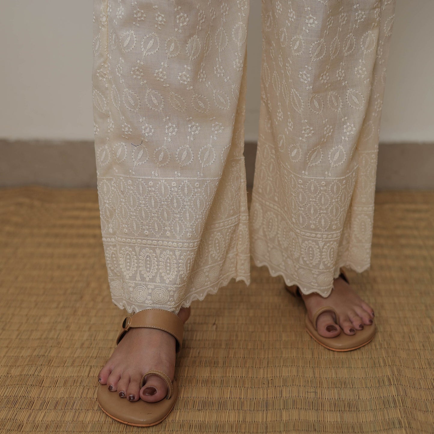 Beige Kota Doria Embroidered Suit Set – Buy Online