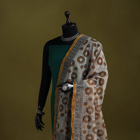 Beige - kota doria cotton hand bagru dupatta 18