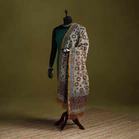 Beige - kota doria cotton hand bagru dupatta 18