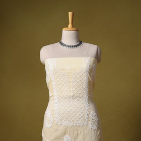 Beige - kota doria cotton lucknow chikankari 2pc unstitched