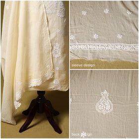 Beige - kota doria cotton lucknow chikankari 2pc unstitched