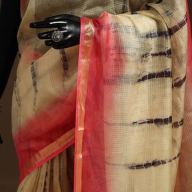 Beige - kota doria silk tie-dye shibori saree 02