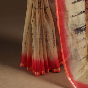 Beige - kota doria silk tie-dye shibori saree 02