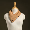 Beige - kumaun hand knitted woollen button cowl 22