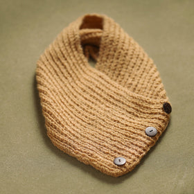 Beige - kumaun hand knitted woollen button cowl 22