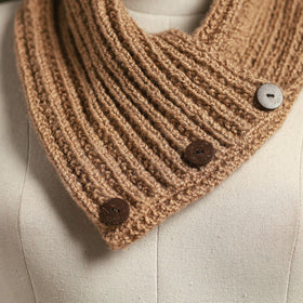 Beige - kumaun hand knitted woollen button cowl 32