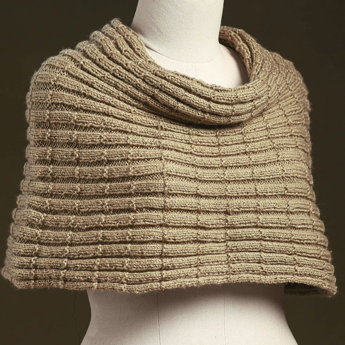Beige - kumaun hand knitted woollen cowl 50 - handcrafted
