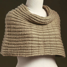 Beige - kumaun hand knitted woollen cowl 50 - handcrafted