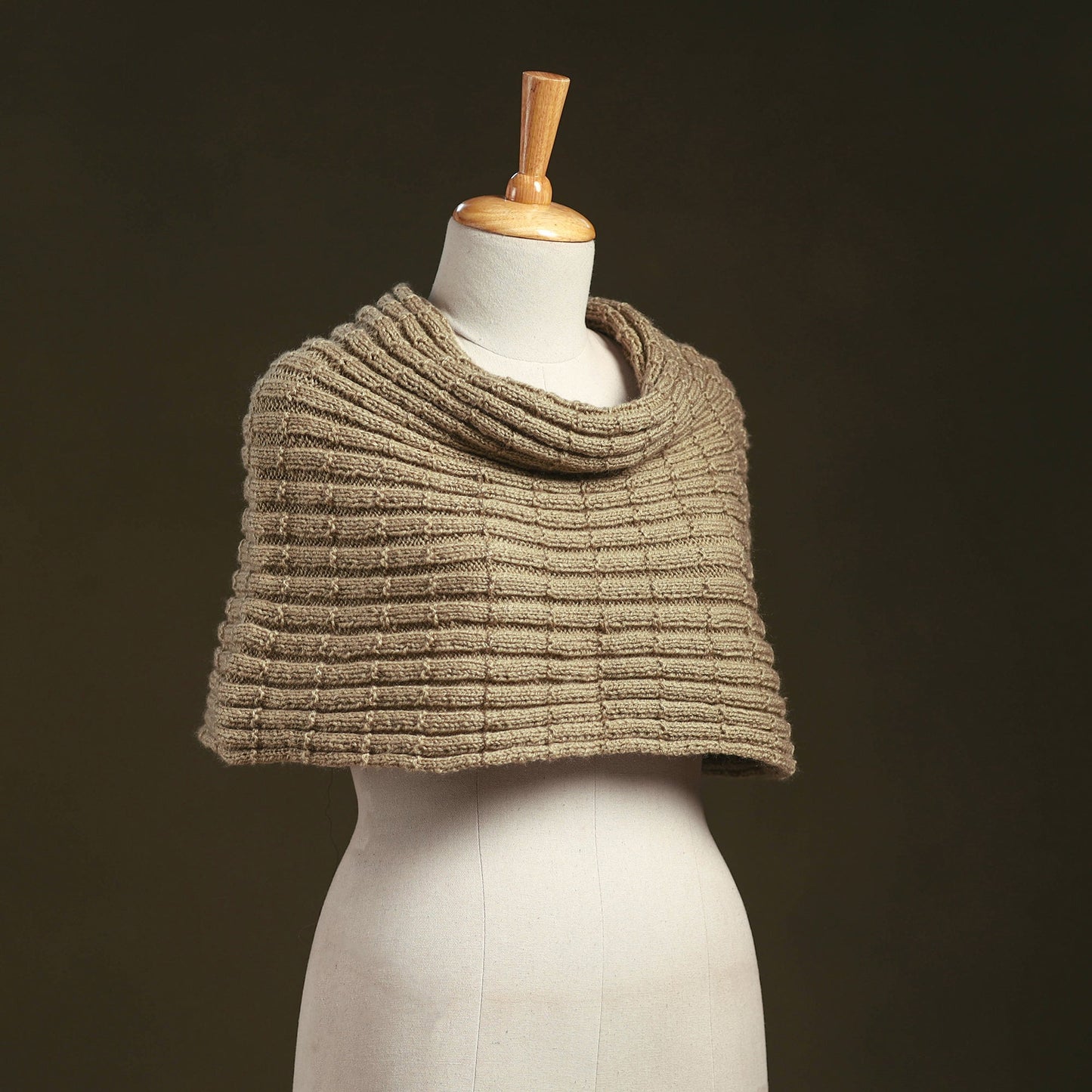 Beige - kumaun hand knitted woollen cowl 50 - handcrafted