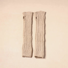 Beige Kumaun Hand Knitted Woollen Hand Warmer