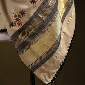 Beige - kutch ahir hand embroidery mirror work woollen