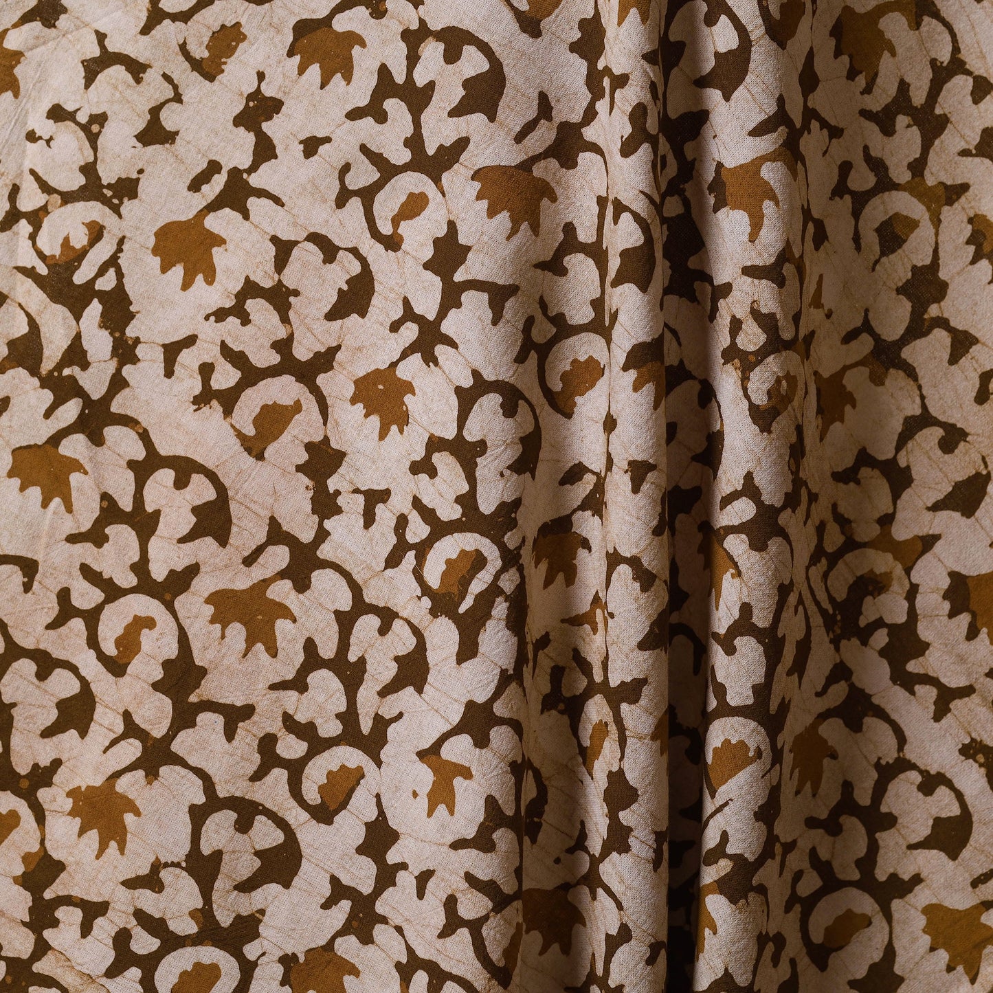 Beige - kutch batik cotton fabric 15 - handcrafted