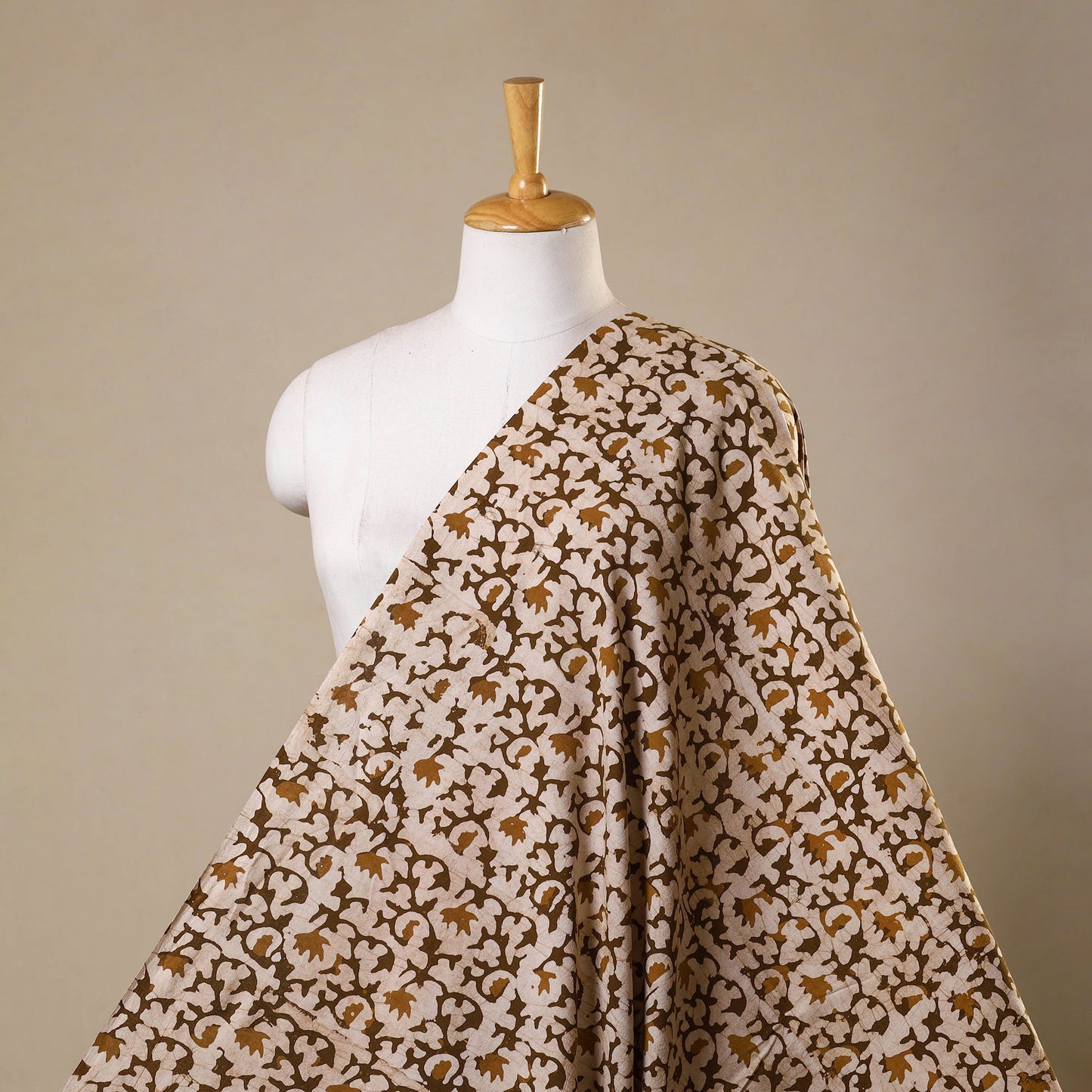 Beige - kutch batik cotton fabric 15 - handcrafted