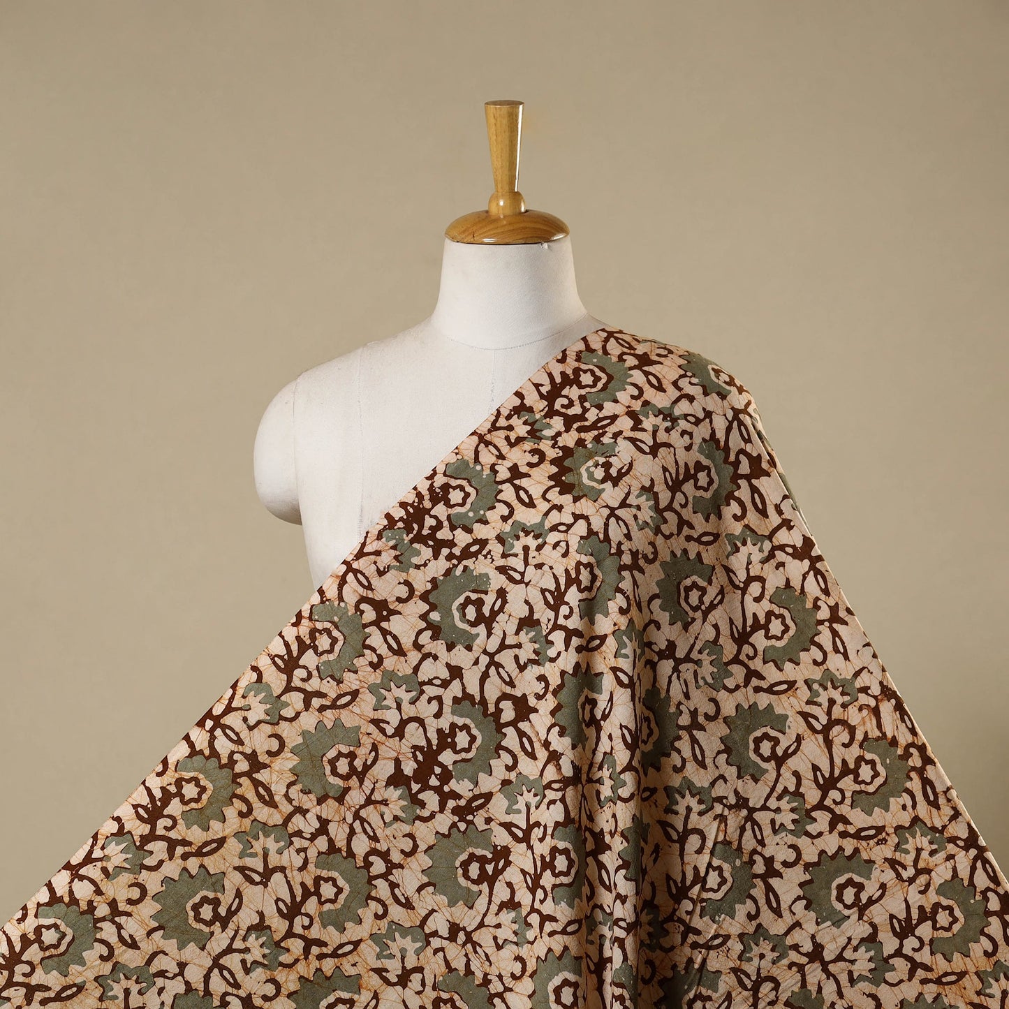 Beige - kutch batik cotton fabric 20 - handcrafted