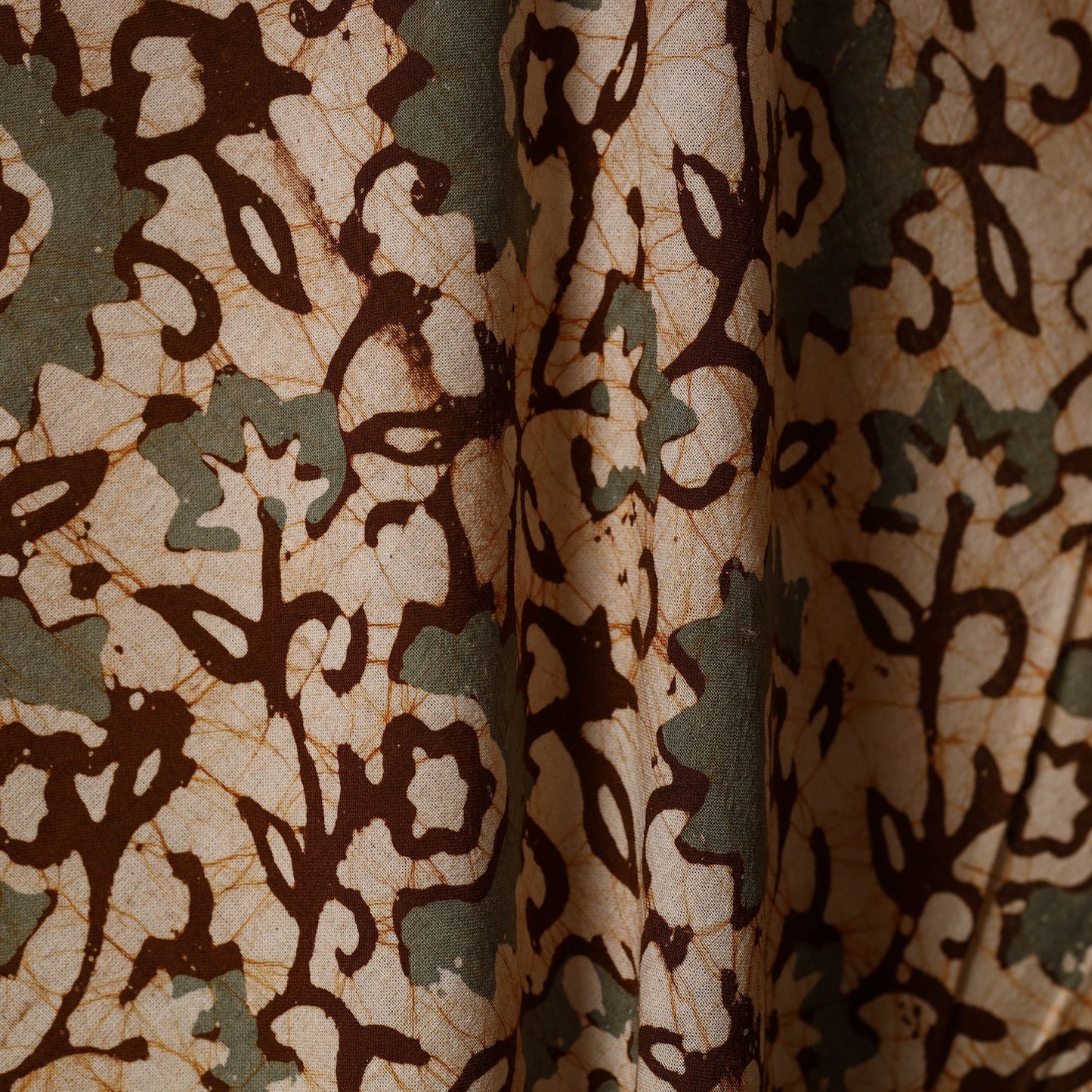 Beige - kutch batik cotton fabric 20 - handcrafted