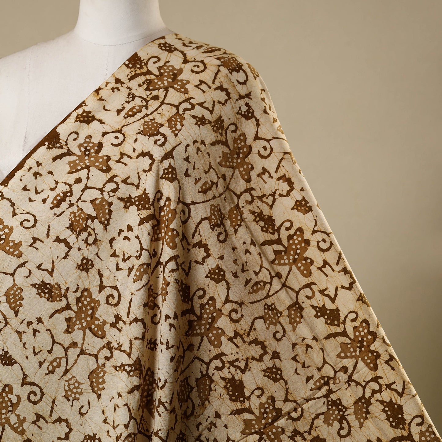 Beige - kutch batik cotton fabric 21 - handcrafted