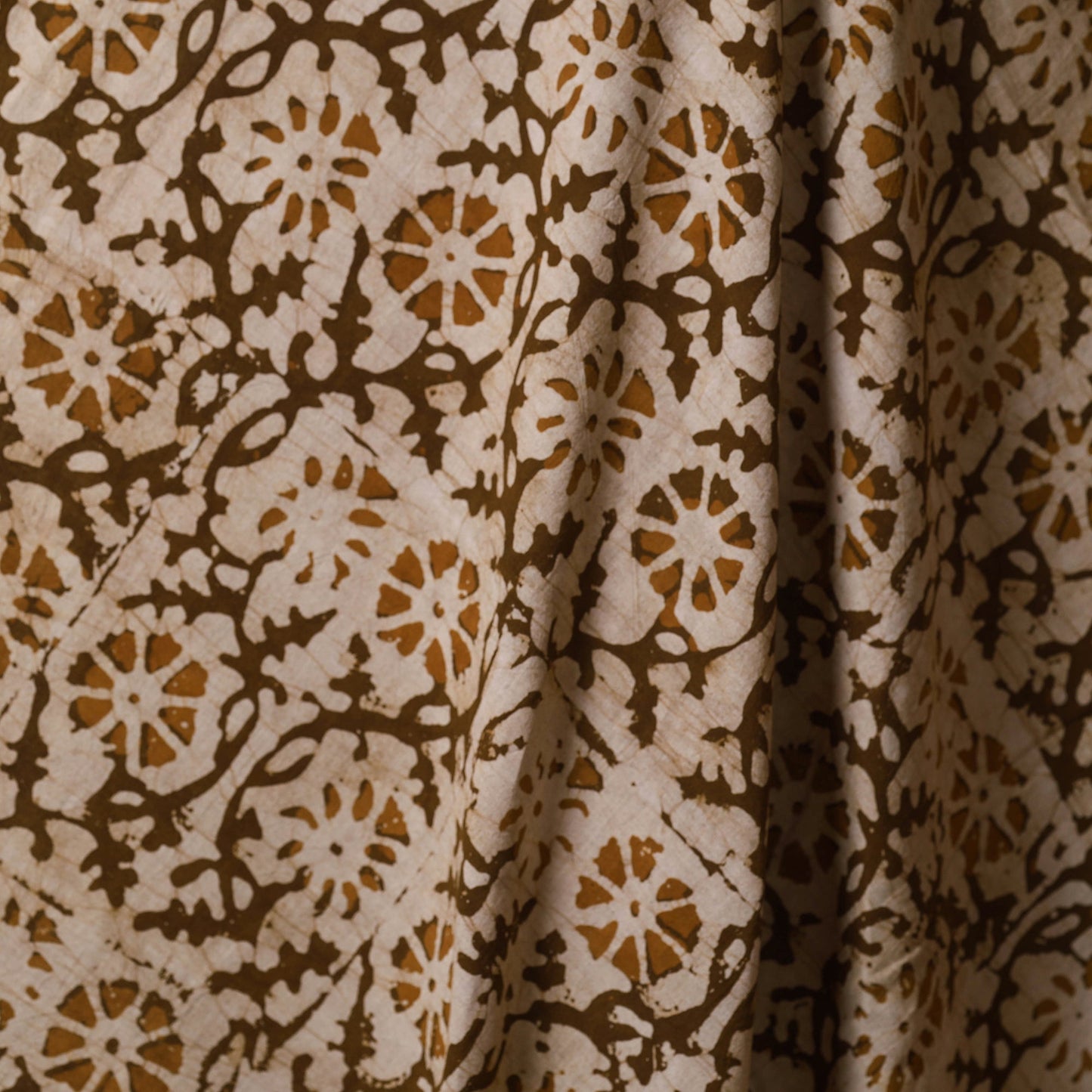 Beige - kutch batik cotton fabric 22 - handcrafted