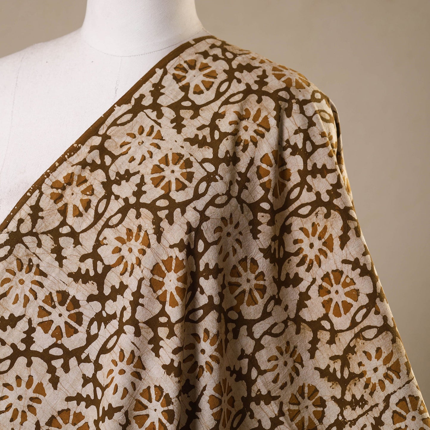 Beige - kutch batik cotton fabric 22 - handcrafted