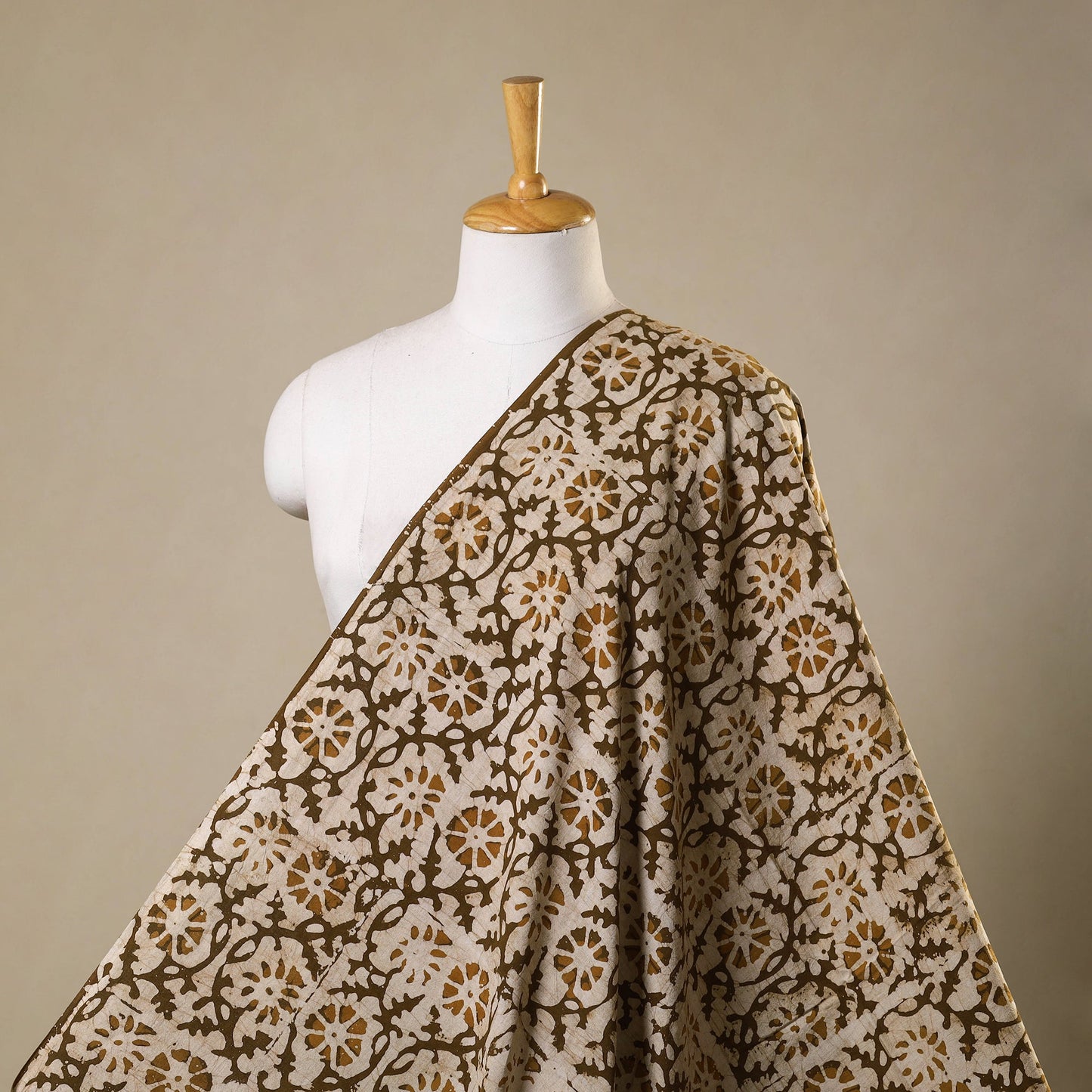 Beige - kutch batik cotton fabric 22 - handcrafted