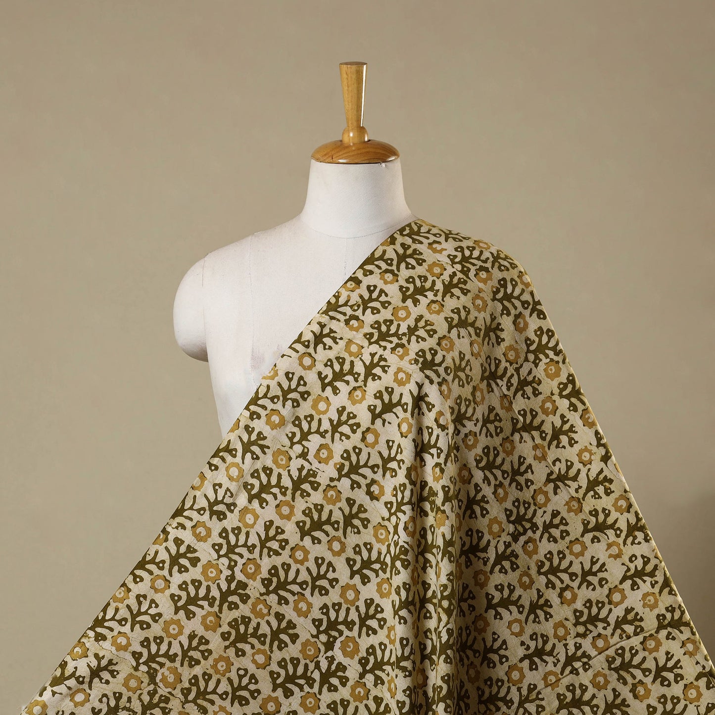 Beige - kutch batik cotton fabric 26 - handcrafted