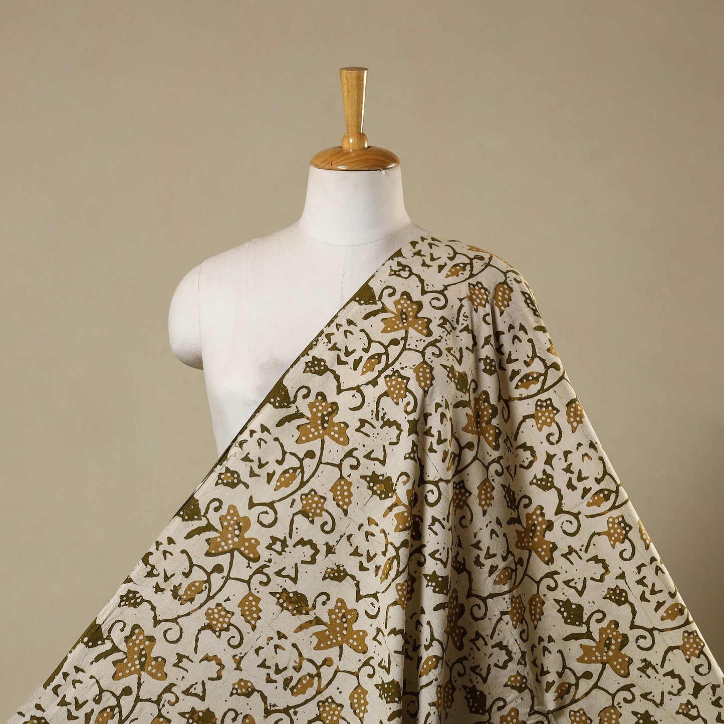 Beige - kutch batik cotton fabric 29 - handcrafted