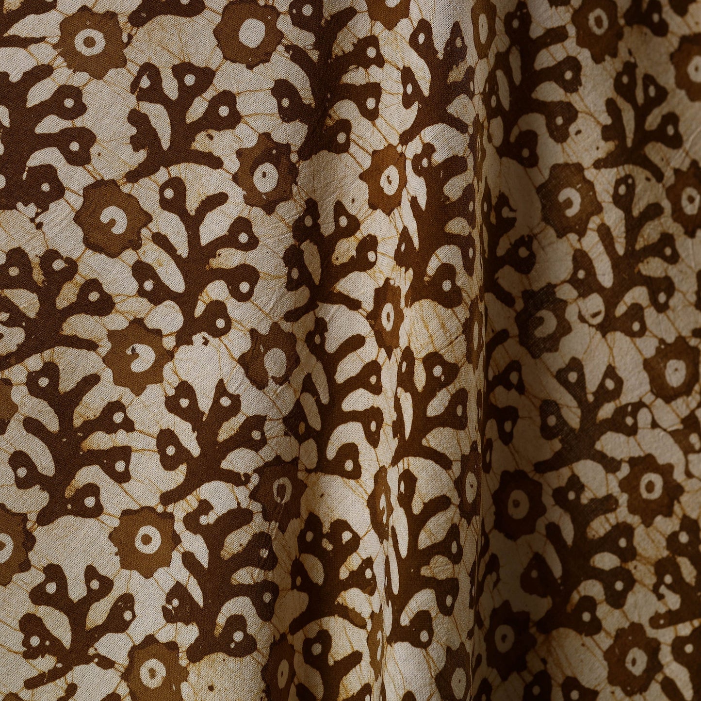 Beige - kutch batik cotton fabric 30 - handcrafted