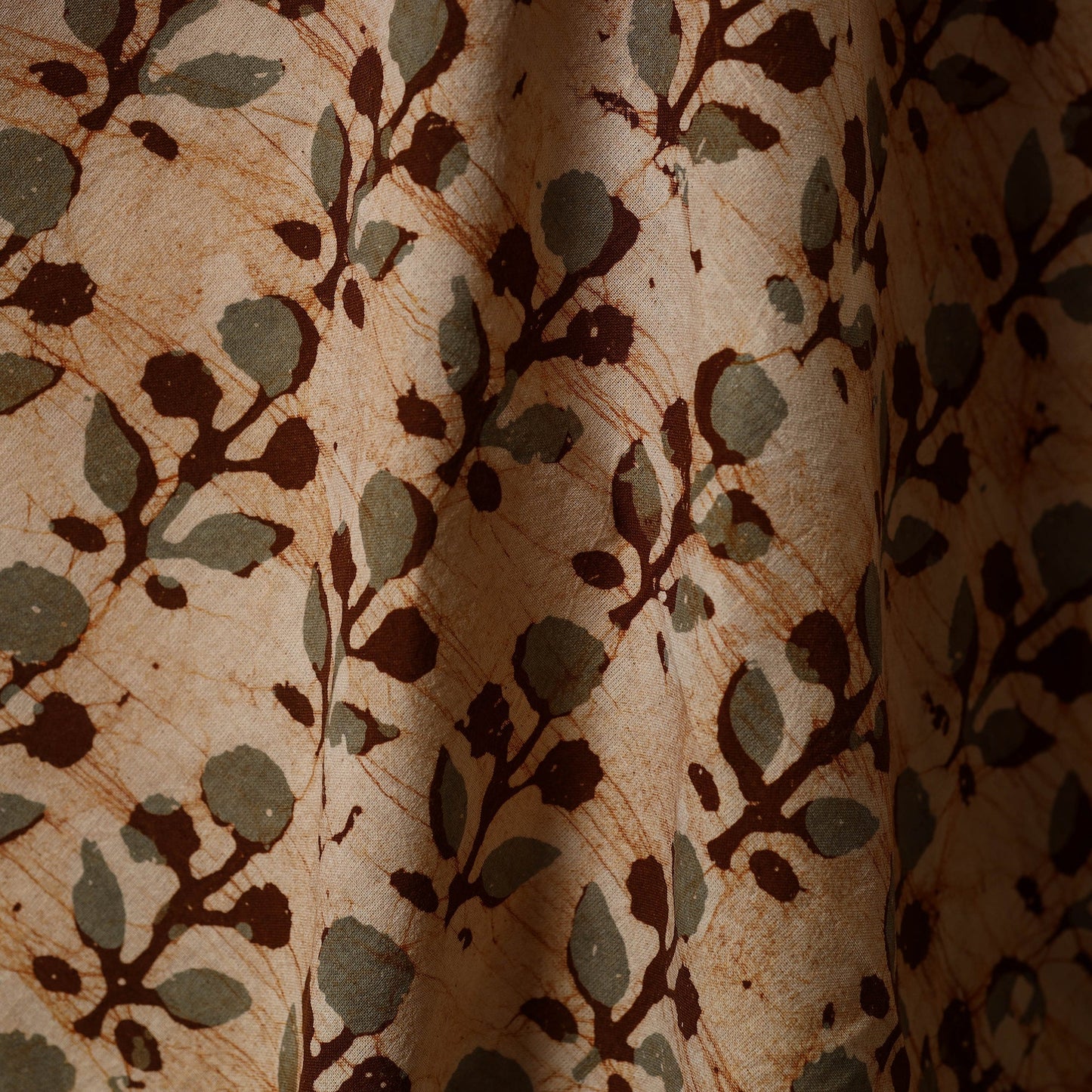 Beige - kutch batik cotton fabric 34 - handcrafted