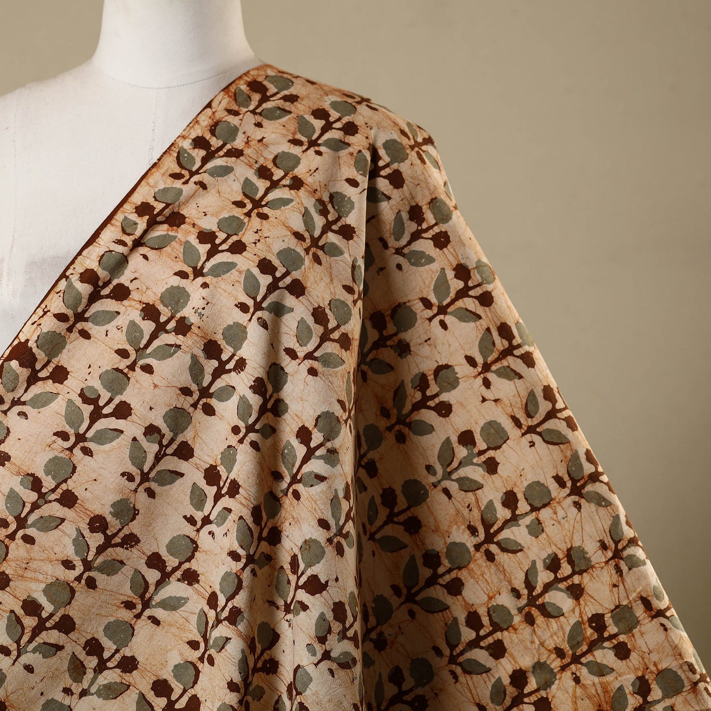 Beige - kutch batik cotton fabric 34 - handcrafted