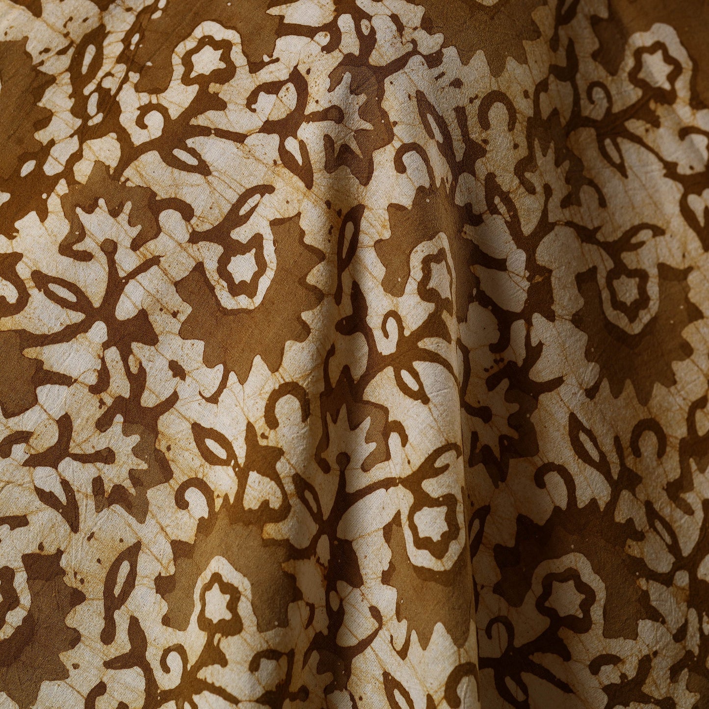 Beige - kutch batik cotton fabric 38 - handcrafted
