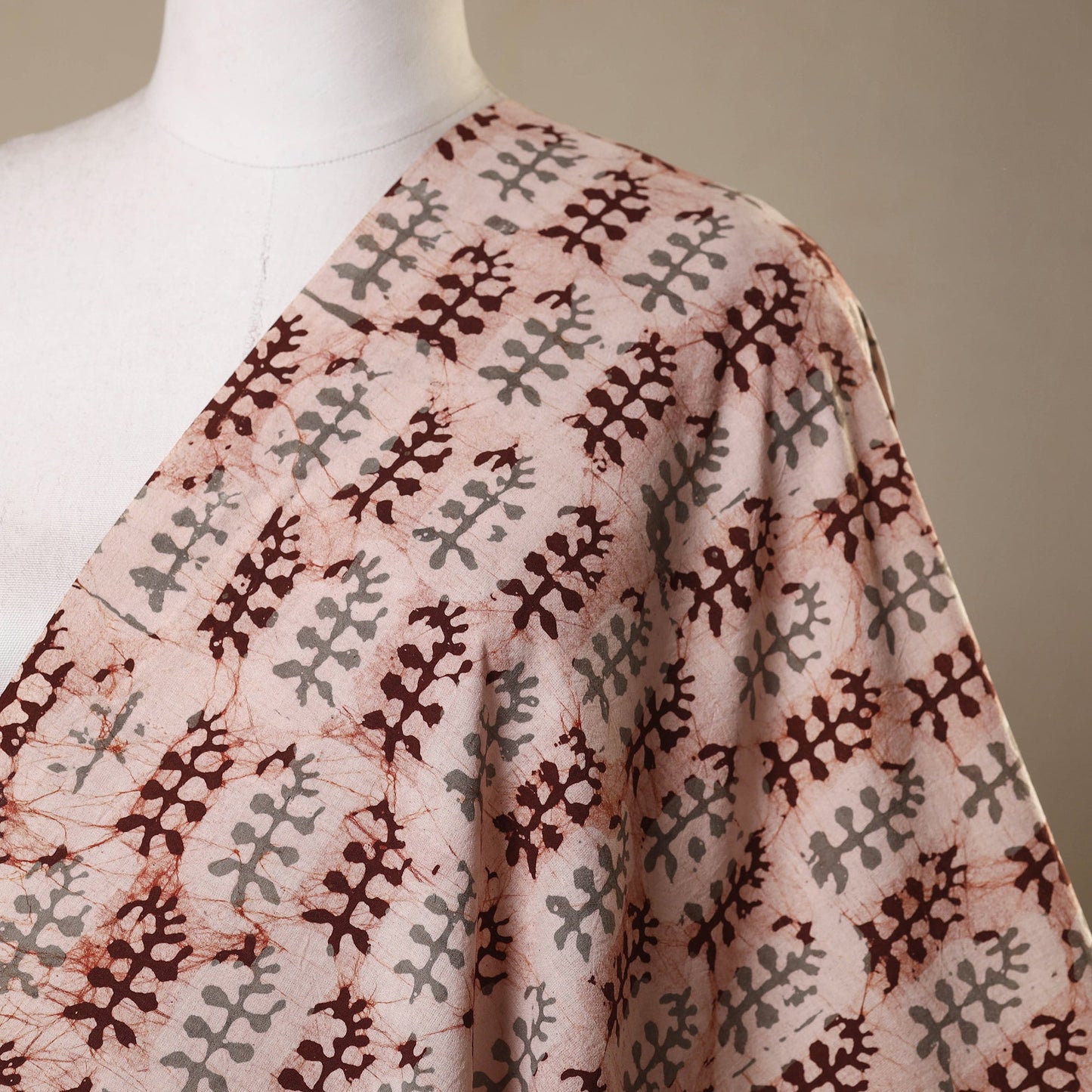 Beige - kutch batik cotton fabric 40 - handcrafted