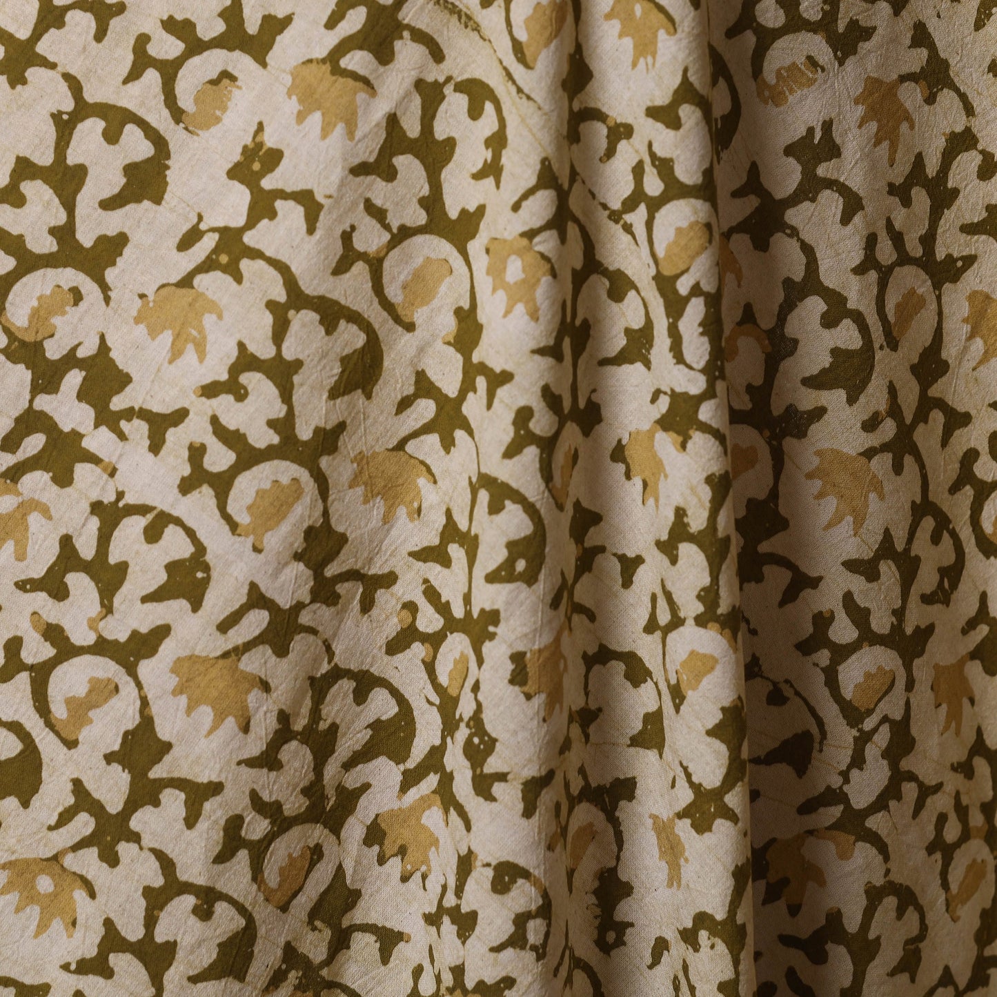 Beige - kutch batik cotton fabric 60 - handcrafted