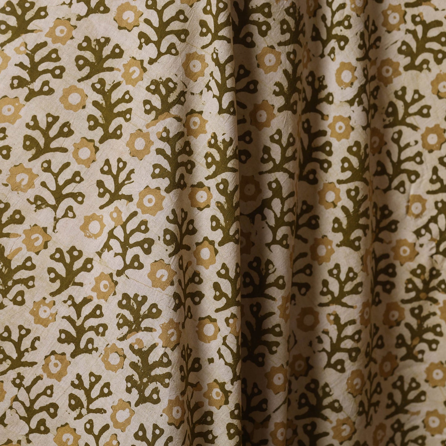 Beige - kutch batik cotton fabric 61 - handcrafted