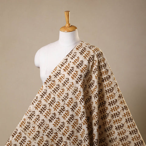 Beige - kutch batik cotton fabric 65 - handcrafted
