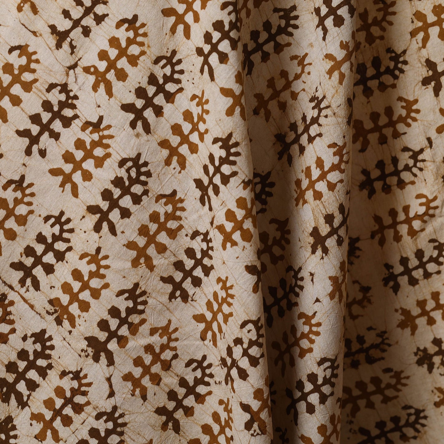 Beige - kutch batik cotton fabric 65 - handcrafted